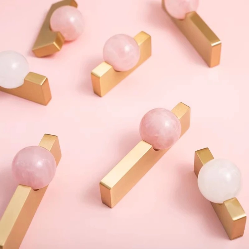 Furniture Hardware Drop Pulls - Bola de cristal blanca + tiradores